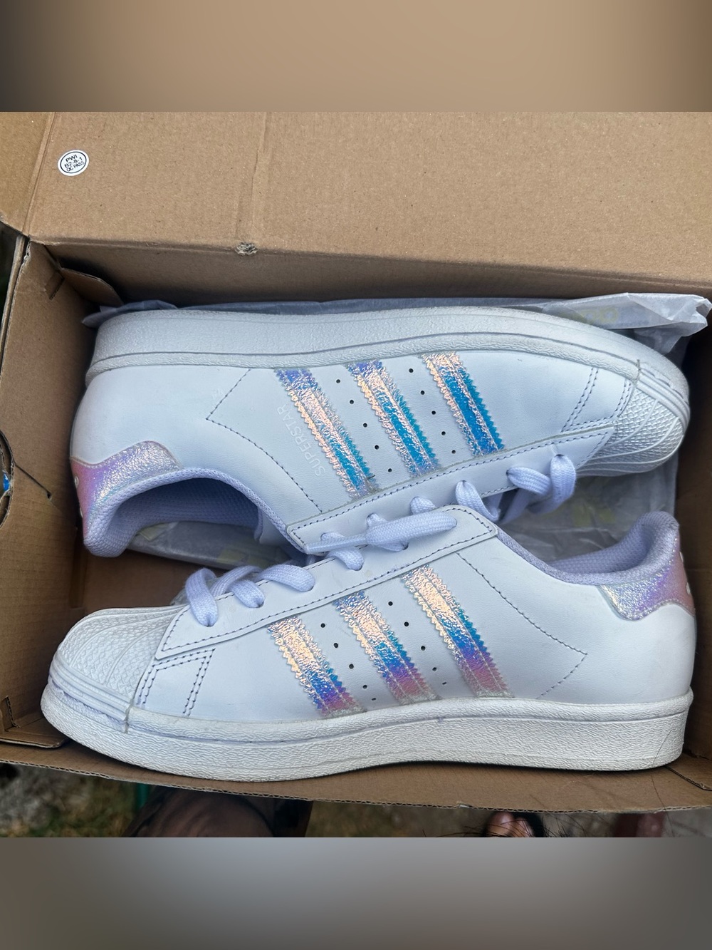 Adidas Superstar White with Iridescent Three Stripes - Picture 3 of 5